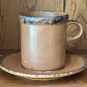 McCoy Canyon Rustic Brown Ceramic Mug and Saucer Set
